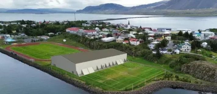 Stoppa stundum í sundi í  Borgarnesi. Útsýnið ávallt magnað yfir íþróttasvæðið og út á eyjarnar og sundin í kring, sérstaklega þegar sólin er að setjast. Mun njóta þess síður að horfa á þetta gímald 😢