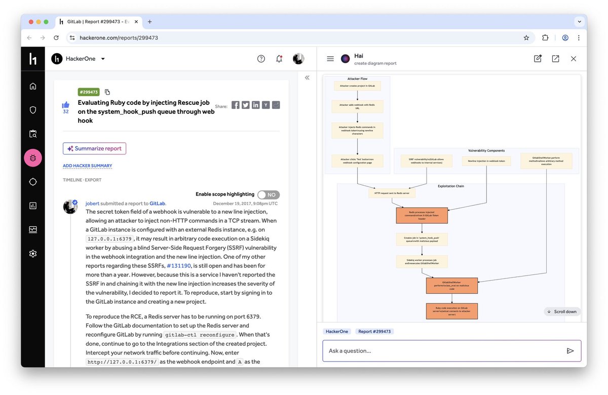 .@HackerOne’s Hai can now visualize (complex) proof of concepts and it's magical! Understanding security vulnerabilities can be complicated, especially when reproducing it involves multiple accounts, many steps, or different systems — and this new Hai capability makes it so much
