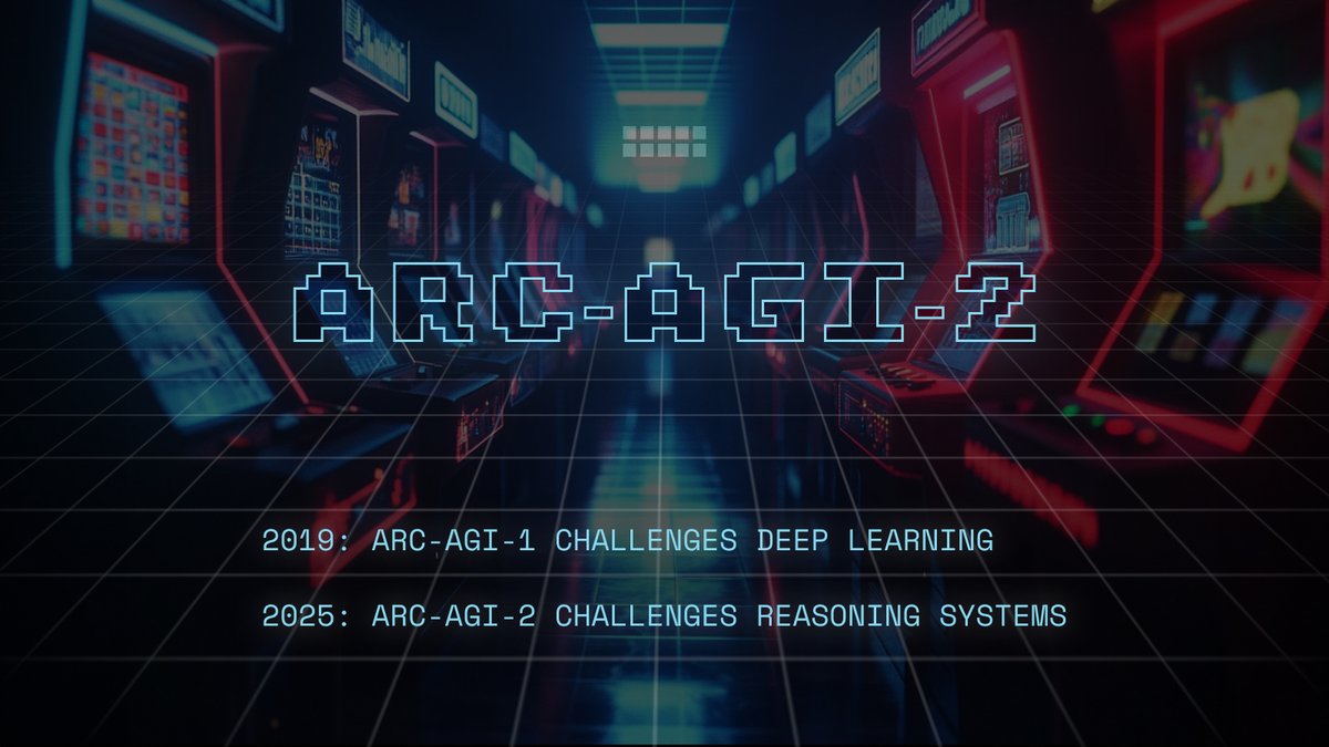 Ndea (@ndea) on Twitter photo ARC-AGI-2 is here — the new leading AI program synthesis benchmark.
It challenges models to reason, abstract, and generalize — not just memorize.
Design led by <a href="/fchollet/">François Chollet</a> with key contributions from the Ndea team. ARC-AGI-2 is here — the new leading AI program synthesis benchmark.
It challenges models to reason, abstract, and generalize — not just memorize.
Design led by <a href="/fchollet/">François Chollet</a> with key contributions from the Ndea team.