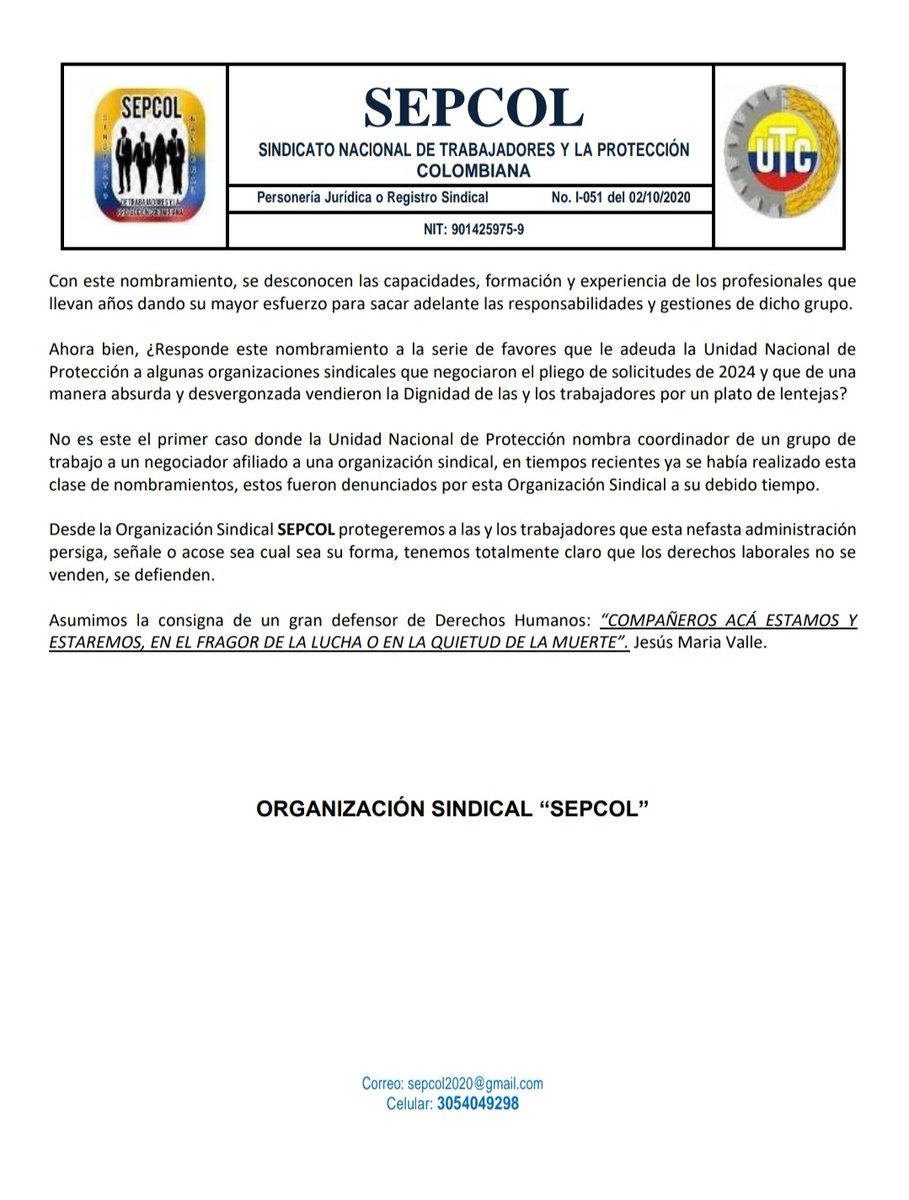 <a href="/petrogustavo/">Gustavo Petro</a> <a href="/6AMCaracol/">6AM</a> <a href="/BluRadioCo/">BluRadio Colombia</a> <a href="/CaracolRadio/">Caracol Radio</a> <a href="/CarlosA64647969/">Carlos Alberto Sánch</a> <a href="/crist19091982/">Cynep</a> <a href="/DianaCalderonF/">Diana Calderón</a> <a href="/EdwinAr59328626/">Edwin Arrieta</a> <a href="/infopresidencia/">Presidencia Colombia 🇨🇴</a> <a href="/JuanLozano_R/">Juan Lozano</a> <a href="/Karlaarcila/">Karla Arcila</a> <a href="/MinInterior/">MinInterior Colombia</a> <a href="/MintrabajoCol/">MinTrabajo</a> <a href="/NacionalUtc/">UTC FISCAL NACIONAL</a> <a href="/SEPCOLPRESIDEN/">SEPCOL</a> <a href="/SEPCOLPRESIDENC/">SEPCOLPRESIDENCIA</a> <a href="/VickyDavilaH/">Vicky Dávila</a> <a href="/RevistaSemana/">Revista Semana</a> Desde la