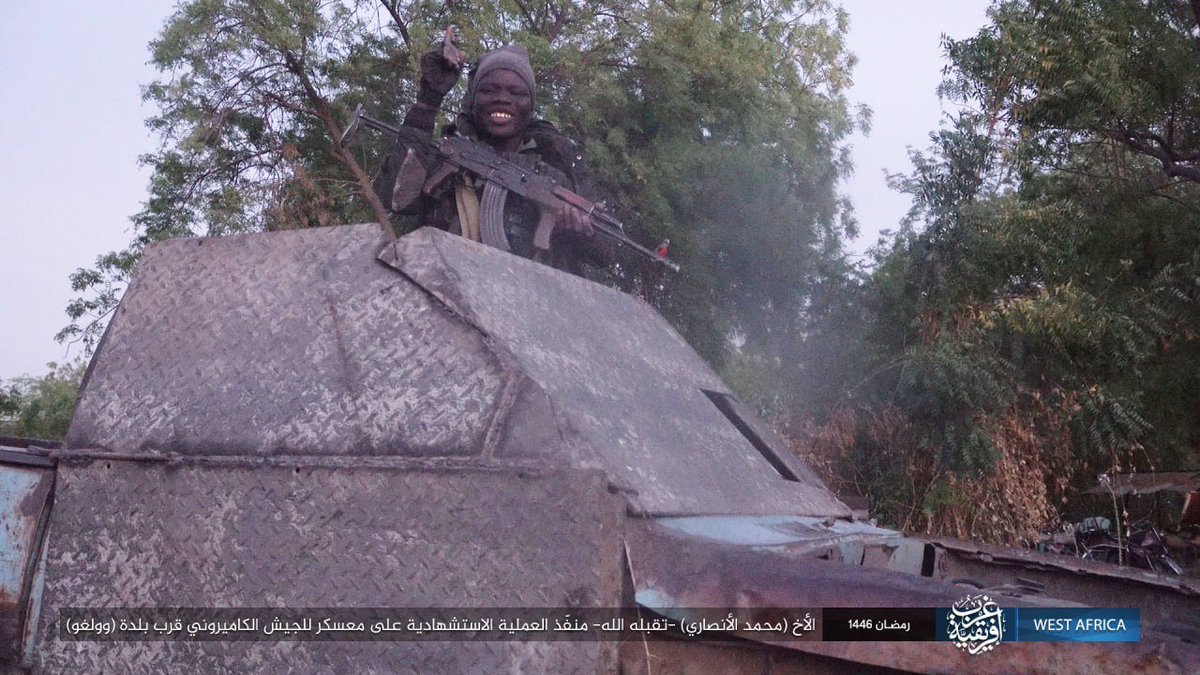 TracTerrorism's tweet photo. #IslamicState West Africa (ISWA/Wilayat Gharb Afriqiyah) Militants Led an Armed #Assault/#SVBIED Double Tap on Cameroonian Army Forces Killing 15, in #Wulgo, Borno State/Far North Region, #Nigeria/#Cameroon
Read more: https://t.co/QHCrzGiRLI https://t.co/6tn3FNdBRw