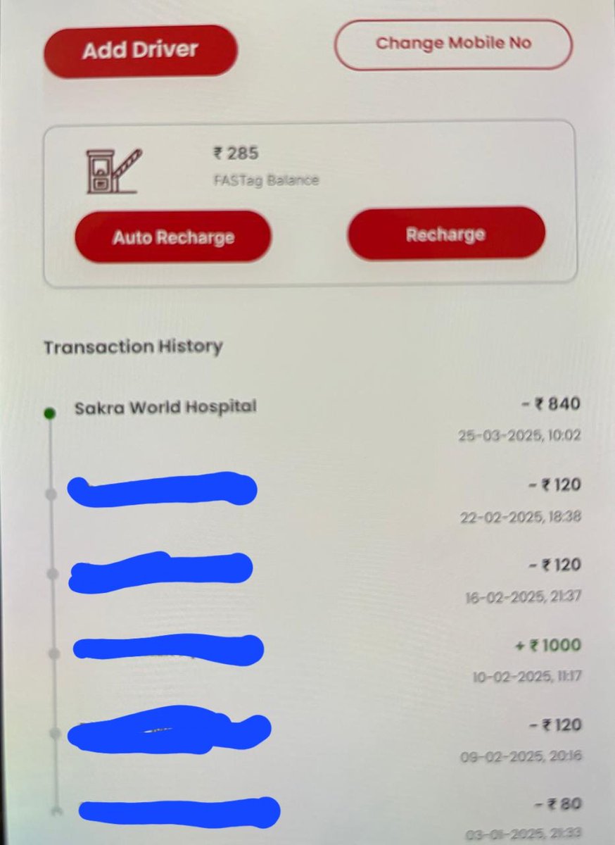 sunilk273's tweet photo. @Sakra_Hospital_ we visited the hospital, and in the parking, it was said that fastag is not working, and we paid 100Rs. 
But later, I also found out that Rs 840 were deducted from the fastag. Please stop these fraudulent activities. https://t.co/kyaYPojmkX