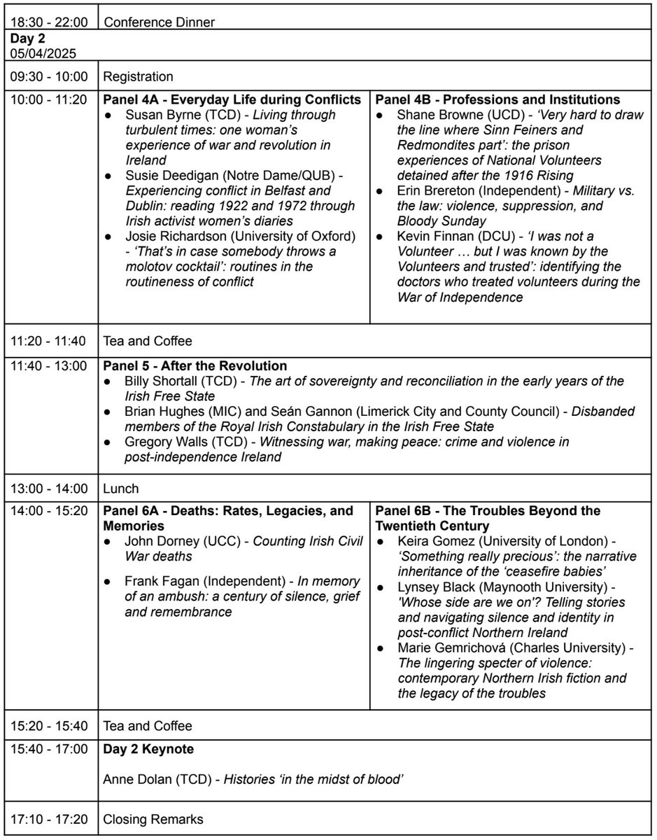 Hayley Brabazon (@haylesbrabz) on Twitter photo The School of History and Geography <a href="/DCUHist_Geog/">DCU History & Geog</a> is delighted to announce ‘Navigating War and Violence in Twentieth-Century Ireland’ on 4-5 April 2025 at St. Patrick’s Campus, <a href="/DCU/">Dublin City University</a>. The event schedule can be found below.
All are welcome!
More details: shorturl.at/GnRQ1 The School of History and Geography <a href="/DCUHist_Geog/">DCU History & Geog</a> is delighted to announce ‘Navigating War and Violence in Twentieth-Century Ireland’ on 4-5 April 2025 at St. Patrick’s Campus, <a href="/DCU/">Dublin City University</a>. The event schedule can be found below.
All are welcome!
More details: shorturl.at/GnRQ1