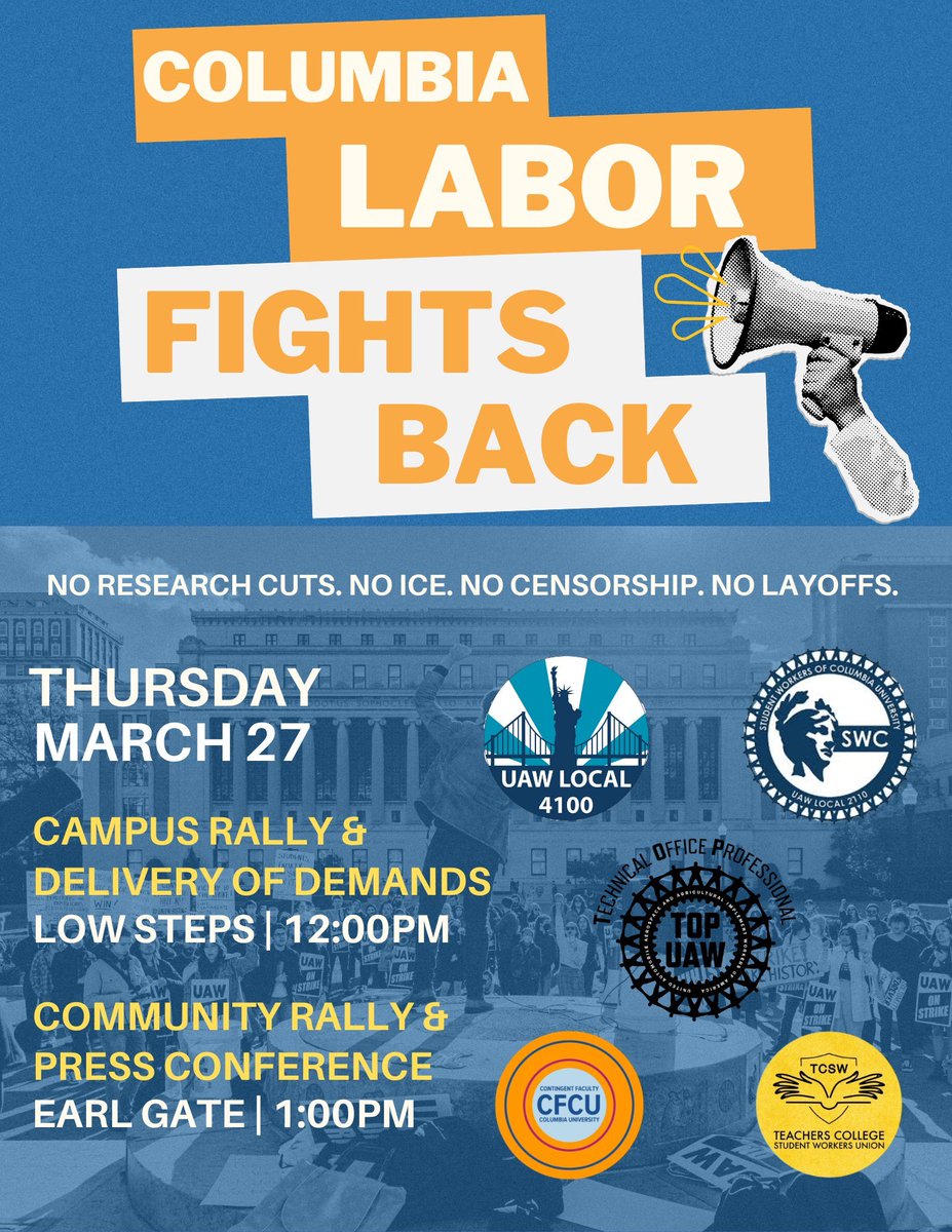 CFU UAW (@cfuuaw) on Twitter photo The organized workers of <a href="/nyuniversity/">New York University</a> stand with our siblings at Columbia and tell their and our own bosses that if they won’t defend a free university, we will. The organized workers of <a href="/nyuniversity/">New York University</a> stand with our siblings at Columbia and tell their and our own bosses that if they won’t defend a free university, we will.