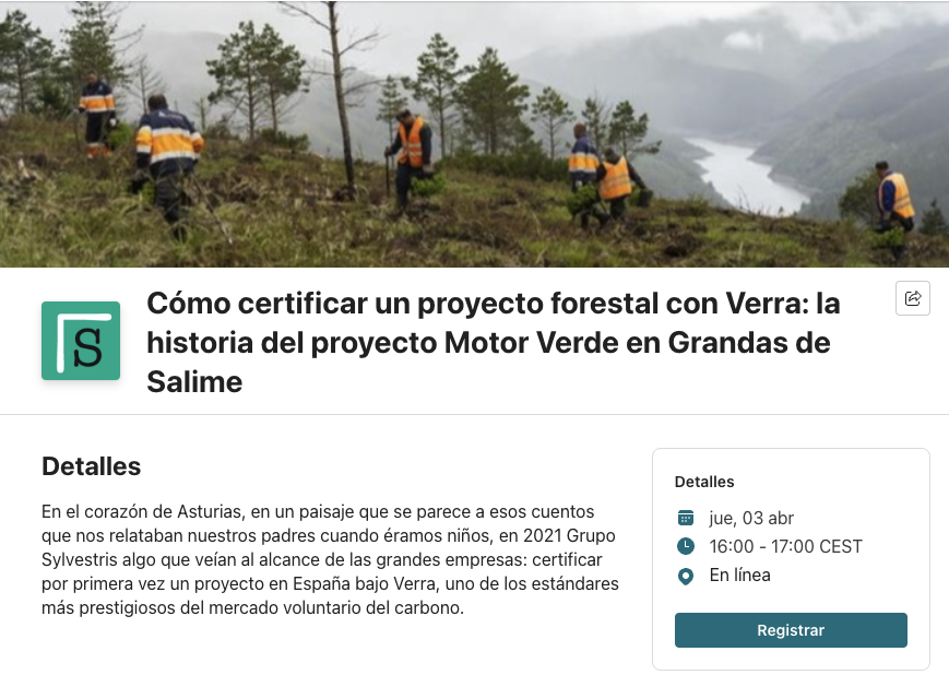 GrupoSylvestris's tweet photo. 🔥 En 2021 nos propusimos un reto: certificar por primera vez en España un proyecto forestal con @VerraStandards.

🤩 3 años después, lo logramos en Grandas de Salime con #MotorVerde.
📢 Te lo contamos
🗓 3 de abril 
⏰ 16:00 - 17:00 CET 

👉🏻 Apúntate: https://t.co/ae0RL6ahMo https://t.co/jhqjqkTeA8