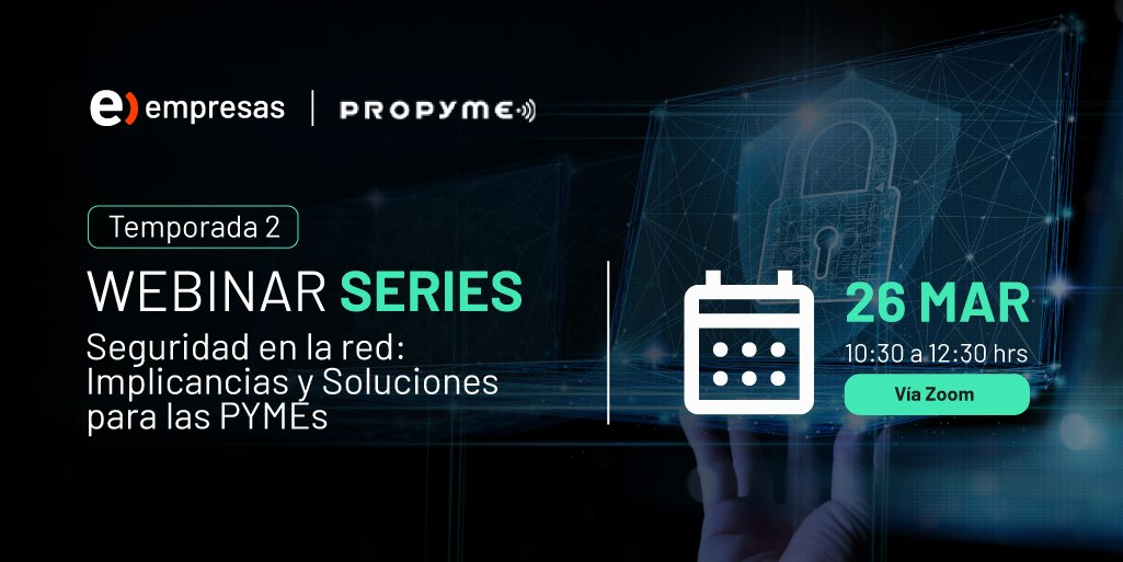 entel_empresas's tweet image. Comenzamos la segunda temporada de nuestro #WebinarSeries junto a @ProPymeChile  "Seguridad en la red: Implicancias y Soluciones para las pymes"

Súmate acá 👇🏻