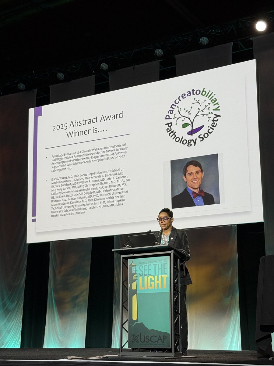 JHUPath's tweet image. Congratulations Eric Young!
Our resident Eric Young, M.D., Ph.D., received both the Stowell-Orbison Certificate of Merit award and the Pancreatobiliary Society’s Abstract Award at the 2025 meeting of the United States and Canadian Academy of Pathology meeting in Boston, MA.
