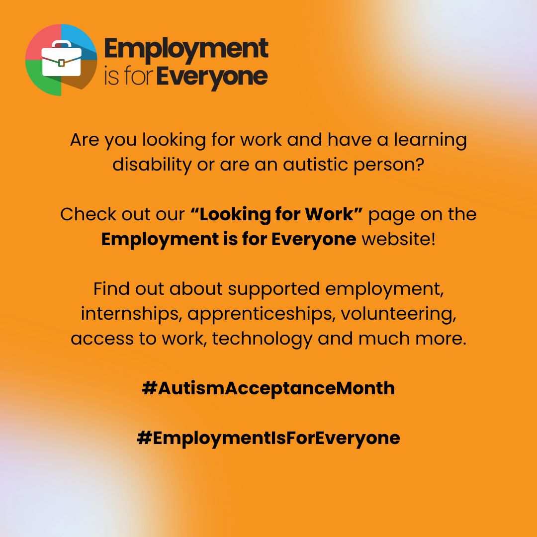 Check out our "Looking for Work" page!

employmentisforeveryone.org.uk/looking-for-wo…

#AutismAcceptanceMonth