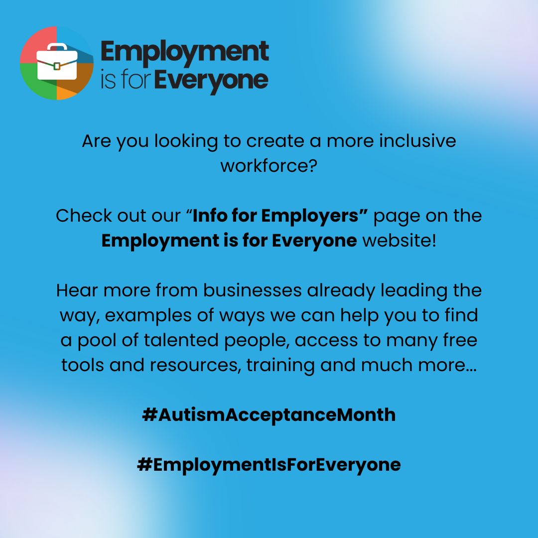 Check out our "Info for Employers" page!

employmentisforeveryone.org.uk/info-for-emplo…

#AutismAcceptanceMonth