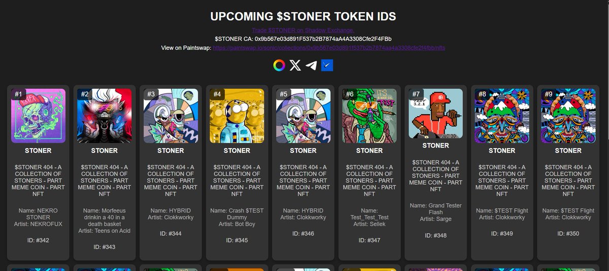gm 🌬️

Wen trading $STONER on <a href="/ShadowOnSonic/">Shadow Exchange x(3,3) 💥</a> 

Use stoner404.netlify.app

To see which STONER you'll get next!

This Nekro STONER by <a href="/nekrofux/">💀NΞKЯ0FUX💀</a> is currently up next!

Total Supply of 420

$JOINT &amp; STONER Higher Together 🤝🌬️

Literally by scooping STONER you're scooping JOINT👀