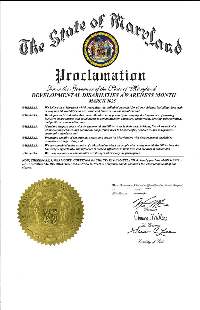 MDHealthDept's tweet image. RELEASE: @GovWesMoore has proclaimed March as #DevelopmentalDisabilitiesAwarenessMonth in Maryland. To celebrate, we are highlighting success stories shared by family members &amp;amp; providers who support people in achieving their chosen life goals. Learn more: bit.ly/41LrOOU