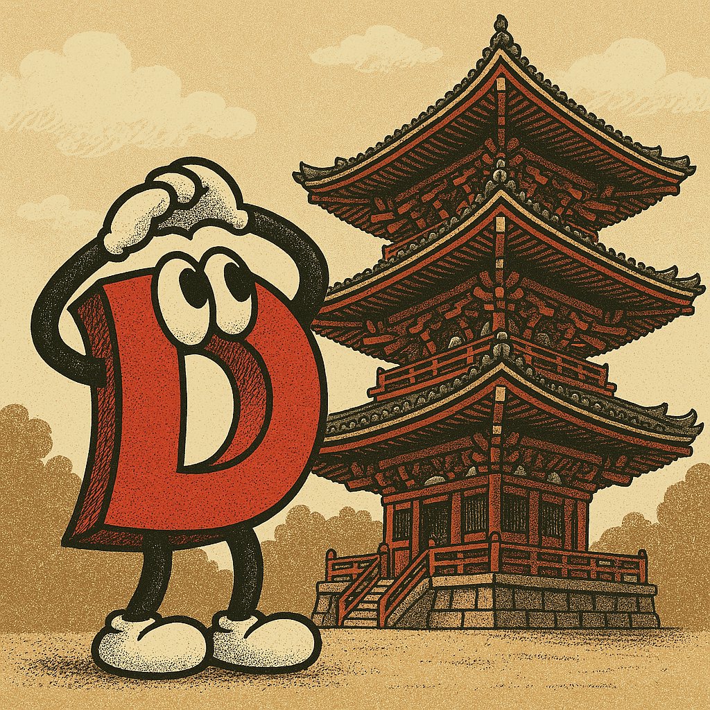 lempiji's tweet image. ChatGPTで書いたD言語くんの日本旅行記です。なぜか道路では靴を履いている… #dlang