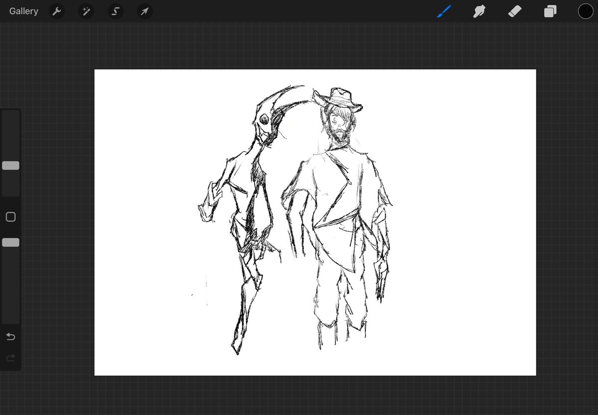 Shadic665's tweet image. Scrapped jooj dnd character design (he used his stands arm to make up for his lost limb :D)