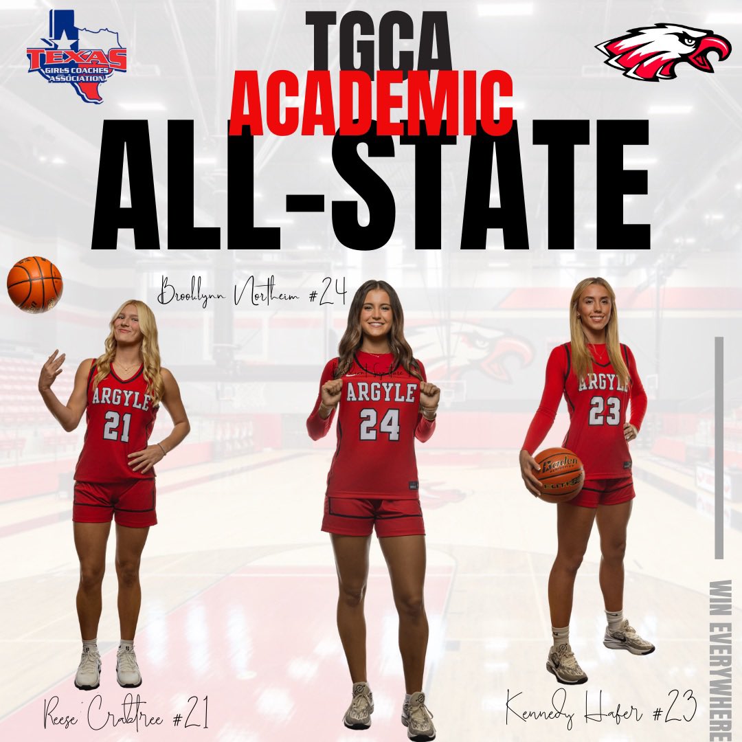 Argyle Lady Eagles Basketball (@ahsladyeagles) on Twitter photo Congratulations to <a href="/KennedyHafer/">Kennedy Hafer</a> <a href="/bnortheim2025/">Brooklynn Northeim</a> and <a href="/ReeseCrabtree21/">Reese Crabtree</a> for receiving <a href="/AustinTGCA/">TGCA</a> Academic All-State honors! The definition of winning everywhere!! 📚🏀🦅 Congratulations to <a href="/KennedyHafer/">Kennedy Hafer</a> <a href="/bnortheim2025/">Brooklynn Northeim</a> and <a href="/ReeseCrabtree21/">Reese Crabtree</a> for receiving <a href="/AustinTGCA/">TGCA</a> Academic All-State honors! The definition of winning everywhere!! 📚🏀🦅