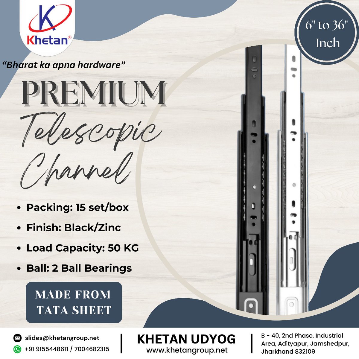 HardwareSamachr's tweet image. From 6” to 36” – we’ve got the perfect fit for your furniture needs! Choose quality, choose Khetan Udyog!
#Khetan #KhetanHardware #KhetanGroup #KhetanUdyog #TelescopicChannels #PremiumHardware #BharatKaApnaHardware #FurnitureFittings #FurnitureHardware