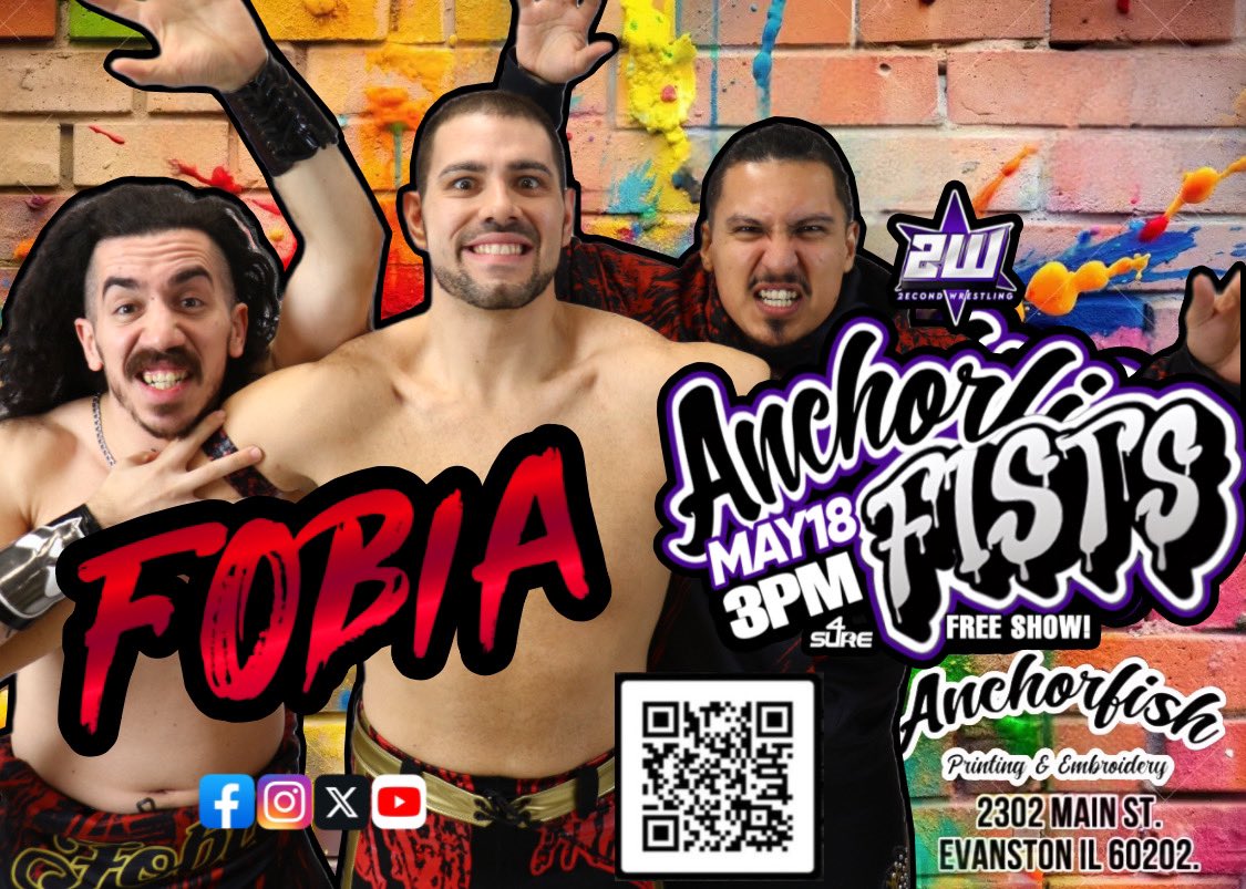 2econd Wrestling (@2econdwrestling) on Twitter photo 😱FOBIA IN ACTION😱
May 18th - Be afraid. Be very afraid.
<a href="/EzioOrlandi/">Ezio Orlandi</a> <a href="/AxelRRRRICO/">AxelRRRRico</a> <a href="/AkiraGonzalezX/">Akira Gonzalez X</a>
FREE EVENT. TICKETS BELOW ⬇️
🎟️ eventbrite.com/e/2econd-wrest… 🎟️ 😱FOBIA IN ACTION😱
May 18th - Be afraid. Be very afraid.
<a href="/EzioOrlandi/">Ezio Orlandi</a> <a href="/AxelRRRRICO/">AxelRRRRico</a> <a href="/AkiraGonzalezX/">Akira Gonzalez X</a>
FREE EVENT. TICKETS BELOW ⬇️
🎟️ eventbrite.com/e/2econd-wrest… 🎟️