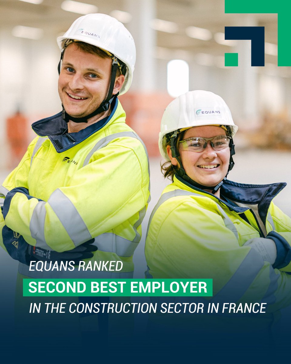 <a href="/EQUANS_Official/">Equans</a> is the 2nd favorite company for specialized construction work in France! 🦺
 
Equans ranks among the top-rated employers in the sector, based on a survey of 20,000 employees working in companies with more than 500 staff. 🤝
 
This recognition highlights our