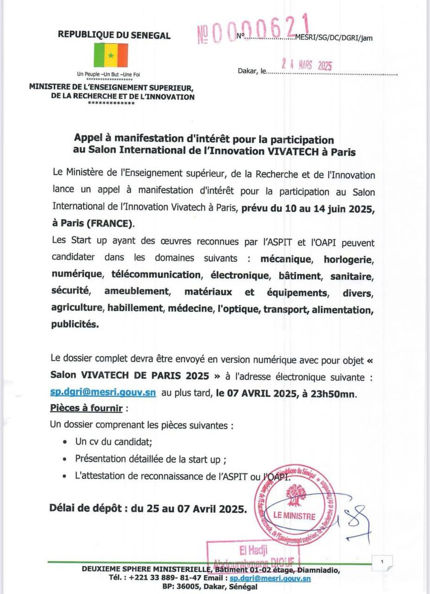 Appel à manifestation d'intérêt pour la participation au Salon International de l'Innovation VIVATECH à Paris !

#Mesri #innovation #VivaTech #paris