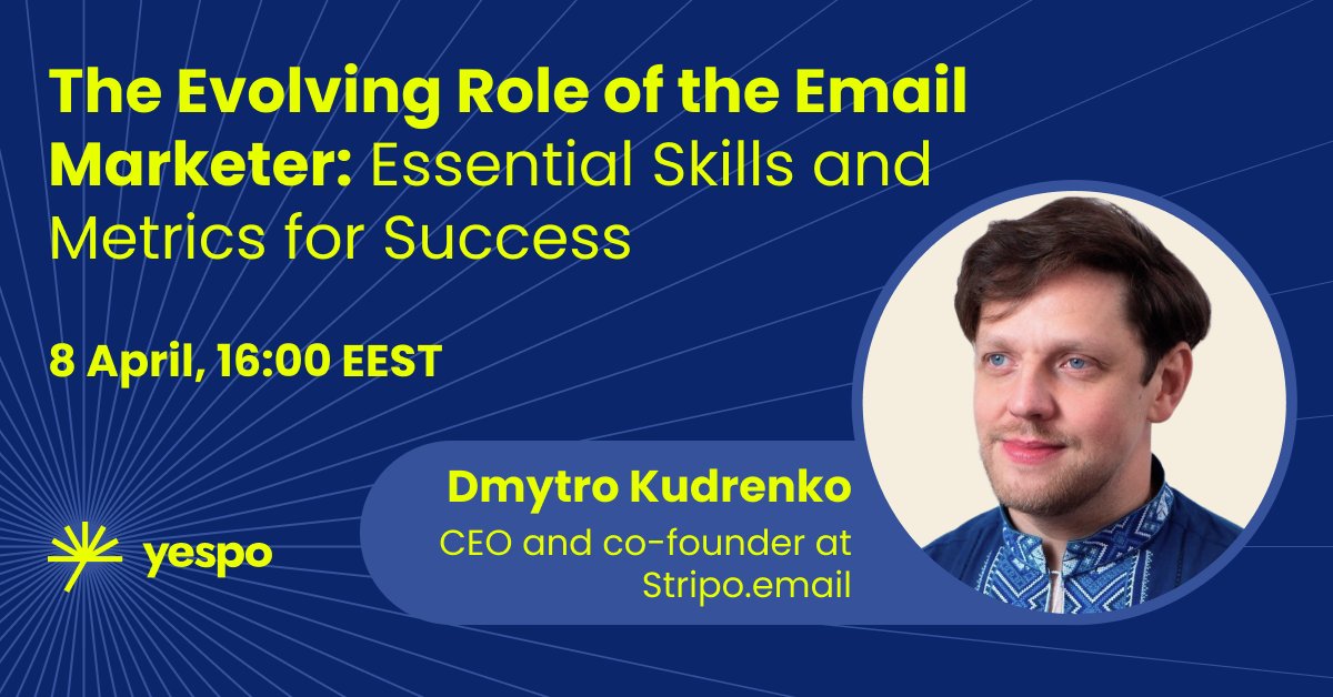 Join our webinar to learn how to balance strategy with execution, track key performance metrics, and boost your email marketing with AI and automation: lnk.bio/s/1fb20

🗓️8 April, 16:00 EEST
🎙️Speaker: Dmytro Kudrenko, Co-founder &amp; CEO at <a href="/Stripo_email/">Stripo.email</a>