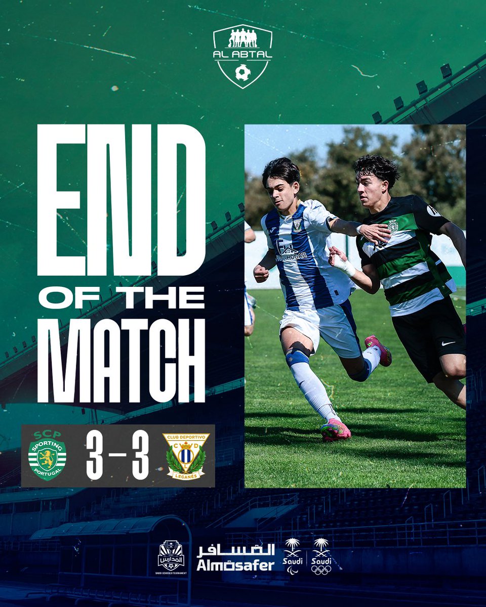 🏁 90’ ¡Final del partido en Lisboa!

🏆 <a href="/AlAbtalCup_ar/">كأس الأبطال الدولية</a> 

🇵🇹 <a href="/SportingCP/">Sporting CP</a> 3-3 Cadete A 🥒

⚽️⚽️ Totto
⚽️ Iván 

💪 Nuestro equipo pudo sumar 1 punto en la cuarta jornada tras disputar más de 25 minutos con un jugador menos. 

#CanteraPepinera