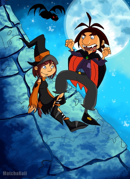 MatchaRainArt's tweet photo. Callia and Gwizdo celebrating Halloween as a witch and a vampire! A little dragon made it's way into the background too. 🎃#DragonHunters #DragonHuntersoc #ChasseursdeDragons #DHOC #Callizdo #selfshiptwt #sstwt #yumetwt #yumeship #yume #selfship #Gwizdo https://t.co/5k5llt41M8