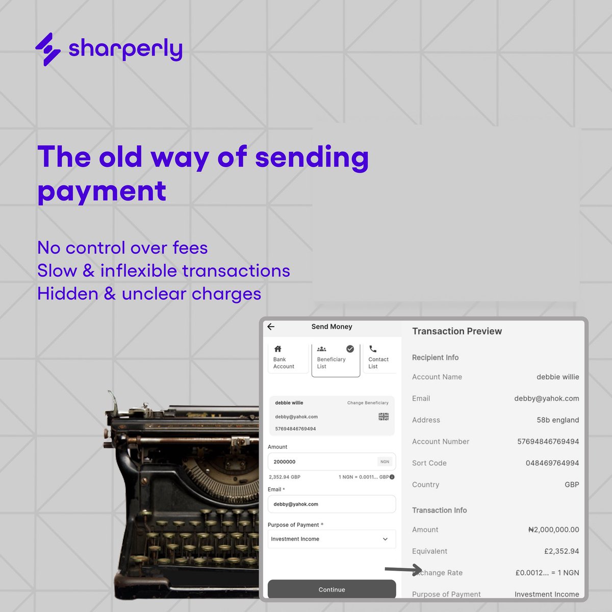 sendsharperly's tweet photo. The future of money transfers is here!
No more fixed rates or hidden fees. 

With Sharperly, you bid for the best rates and control your transfer costs. 

Instant. Transparent. User-driven.

Join the waitlist now: [https://t.co/HVqqmo8aLF]

#SendMoneySharperly #Fintech #Remitance https://t.co/vVPfmg9khD