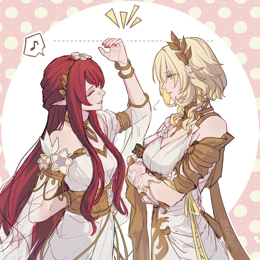 eulyin's tweet image. I think Aglaea is slightly taller than her teacher (ﾟωﾟ)

Art-side: I don&apos;t think I can do simple colour well, but I think this piece looks good?? I&apos;m glad tho-- feel like I could attain another step higher 🥹

#honkaistarrail #hsrcreators #hsrfanart #Aglaea #Tribbie #Tribios