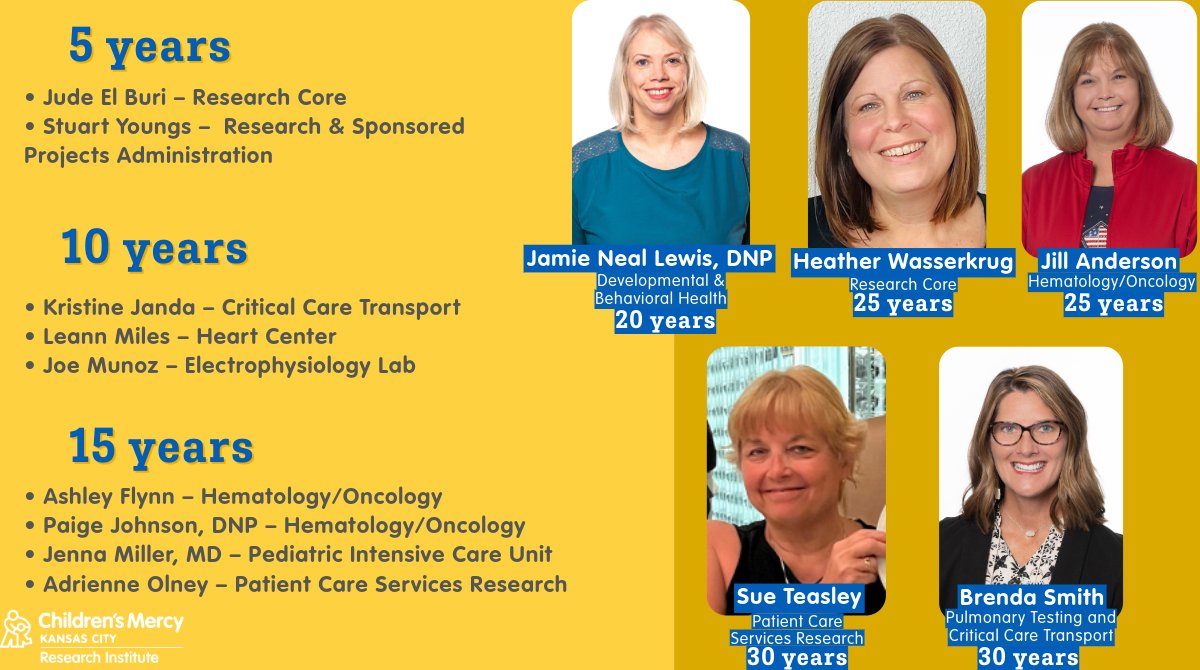 Children's Mercy Research Institute (@researchcm) on Twitter photo Help us congratulate some members of our research community who are celebrating their <a href="/ChildrensMercy/">Children's Mercy</a> work anniversaries this month. We're extremely lucky to have these amazing people as part of our team! Help us congratulate some members of our research community who are celebrating their <a href="/ChildrensMercy/">Children's Mercy</a> work anniversaries this month. We're extremely lucky to have these amazing people as part of our team!