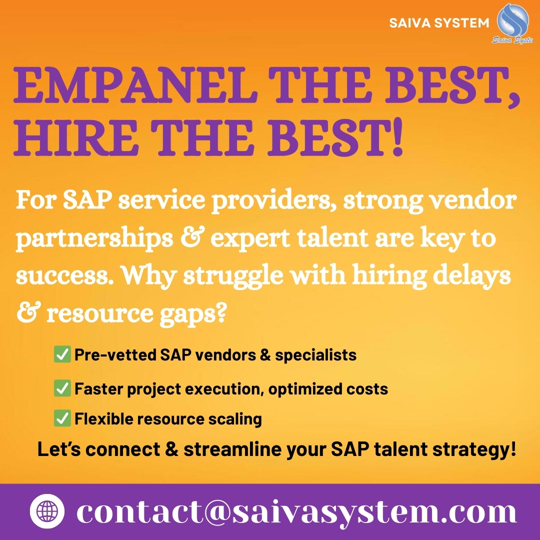 saivasystem's tweet image. Empanel the Best SAP Talent for Seamless Success!
#SAPTalent #VendorEmpanelment #SAPExperts #FlexibleHiring #OptimizedCosts #ProjectSuccess #ResourceScaling #SaivaSystem