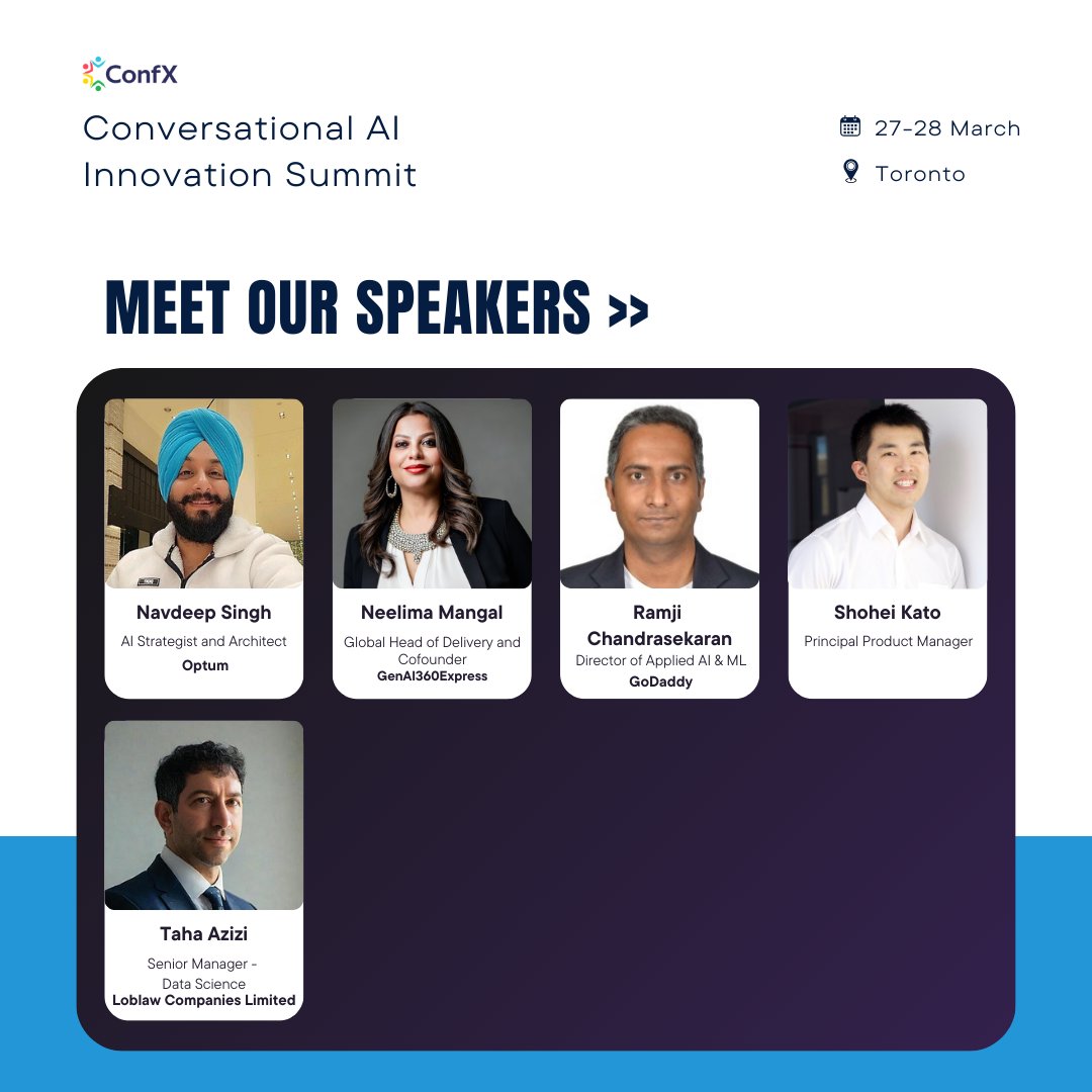 We're excited to welcome an outstanding lineup of speakers for our Conversational AI Innovation Summit! 

Join us for insightful sessions and unparalleled networking opportunities! 

27-28 March | Toronto.

Visit confx-conversationalai.com

#confx #cais2025 #conversatoinalai #cx