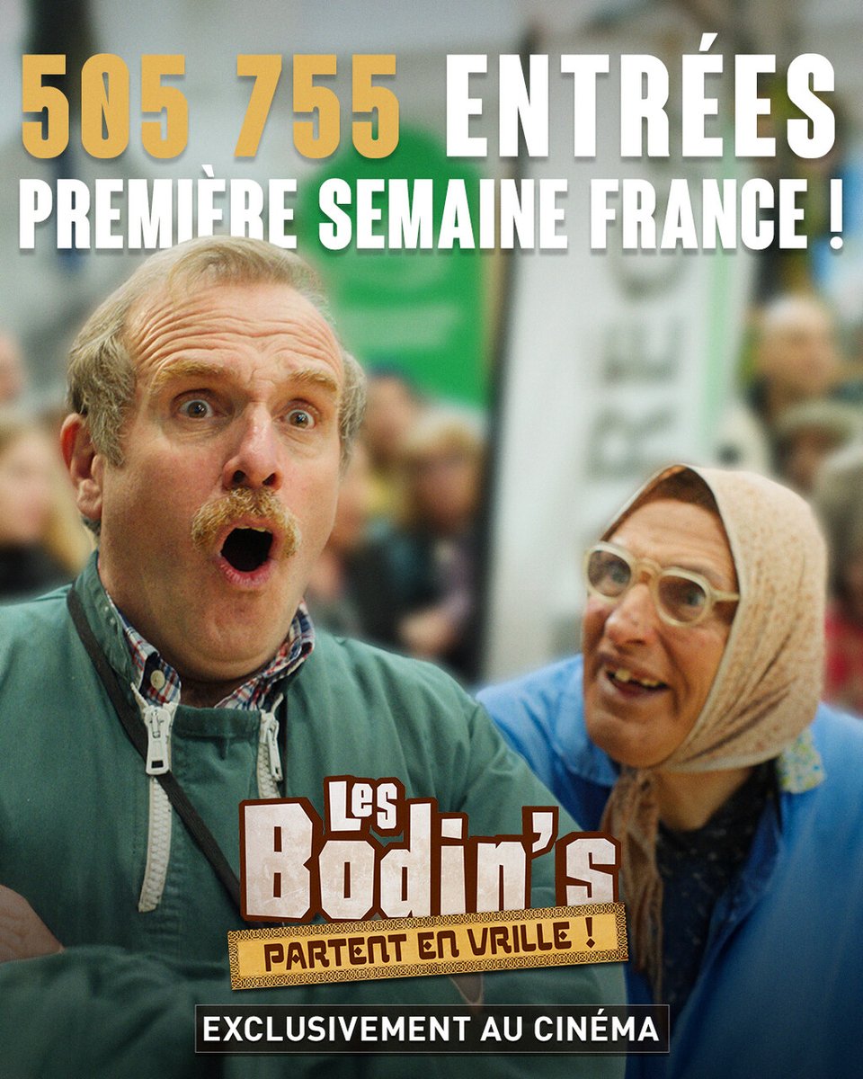 SND (@sndfilms) on Twitter photo 505 755 spectateurs ont déjà découvert LES BODIN’S PARTENT EN VRILLE ! 🐪
Merci à vous ❤️
Le film est actuellement au cinéma !
#LesBodins #LesBodinsPartentEnVrille <a href="/LesBodins/">Les Bodin's</a> 505 755 spectateurs ont déjà découvert LES BODIN’S PARTENT EN VRILLE ! 🐪
Merci à vous ❤️
Le film est actuellement au cinéma !
#LesBodins #LesBodinsPartentEnVrille <a href="/LesBodins/">Les Bodin's</a>