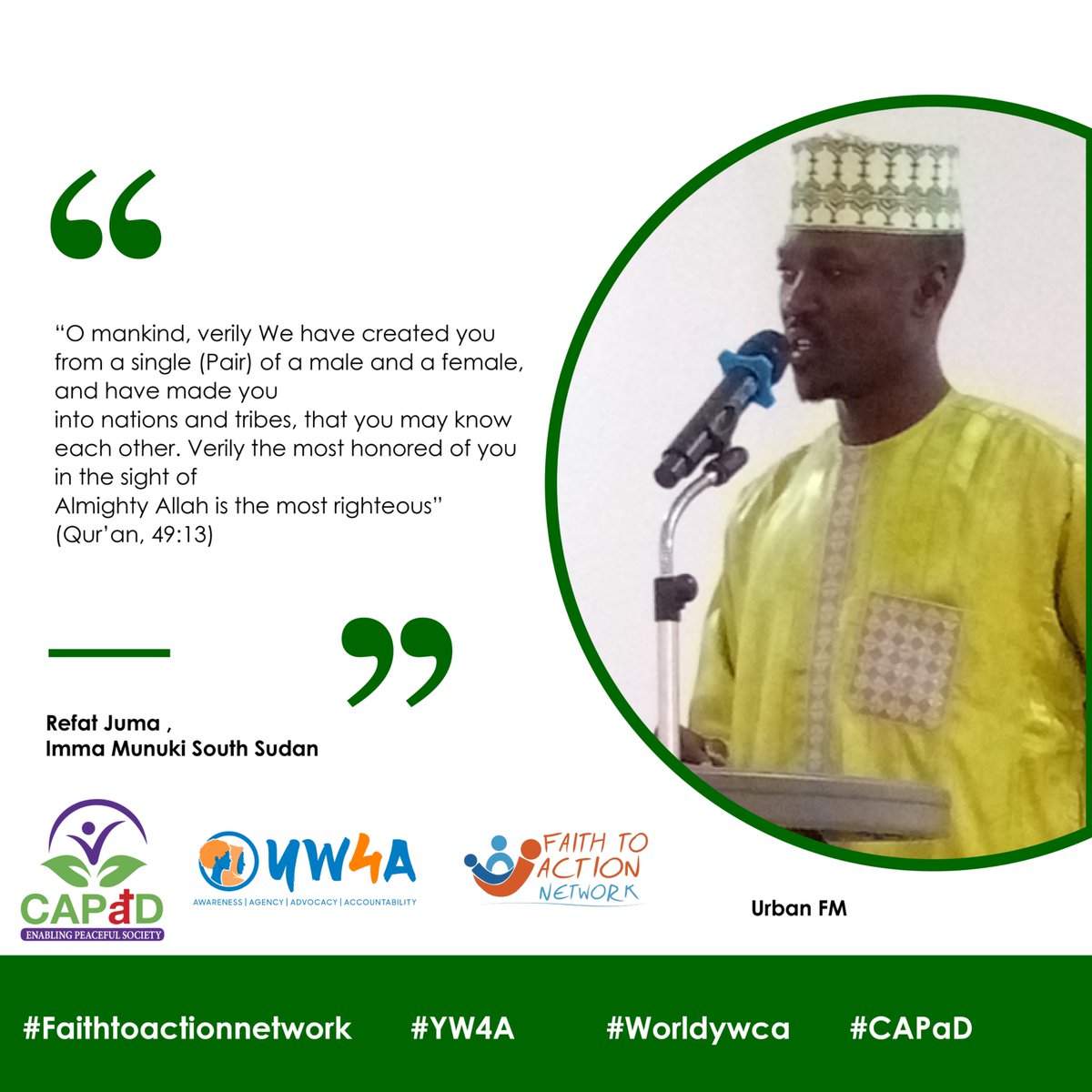 CAPaD2007's tweet photo. Join the team as they discuss the impact of GBV on young women and girls in South Sudan. Live on  air Urban Radio 99.5 FM.
#Southsudan #Urbanfm99_5 #faithtoactionnetwork #YW4A #Capad https://t.co/3KDoTmxYXX