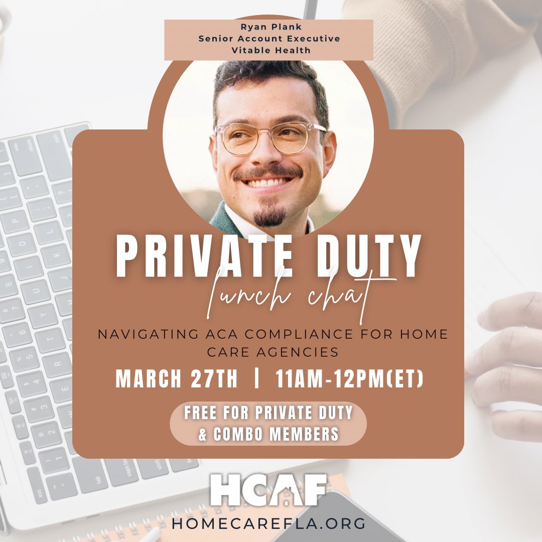 We invite you to join HCAF for this informative chat about hot topics affecting the Private Duty home care sector. As a benefit of membership, these monthly online programs are offered at no cost to Private Duty and Combo members.

Speaker: Ryan Plank

members.homecarefla.org/events/Details…