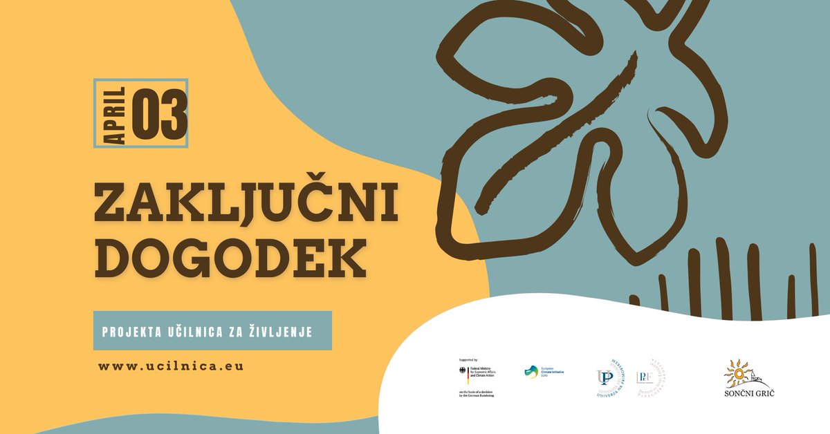 Danes ob 17. uri bo potekal spletni ZAKLJUČNI DOGODEK projekta Učilnica za življenje.

Vabljeni, da se nam pridružite: form.jotform.com/250454514439053