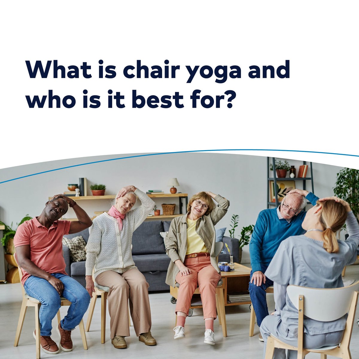 Are you looking for a low-impact exercise practice but unsure about traditional #yoga? Consider trying chair yoga. 🧘🏽‍♀️ It may benefit people with mobility limitations or injuries, while boosting mental health. Get the details: bit.ly/4j9kthX

#HealthierTomorrows