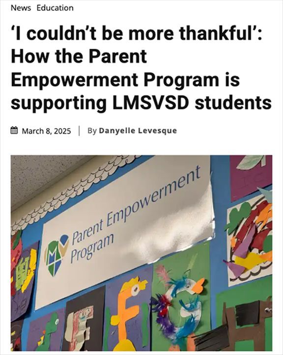 Huge thanks to The La Mesa Times for this article on our Parent Empowerment Program and the ways we are supporting parents and families. bit.ly/4hIryF6 
#lmsvheart