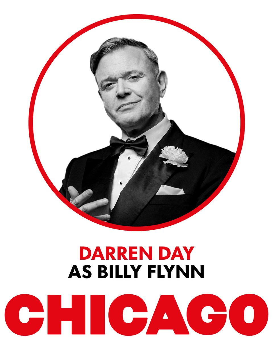 Cast announcement for Chicago!❤️ 

Joining Janette Manrara is West End and TV star Darren Day, starring as Billy Flynn!

Don't miss your chance to see this dazzling cast 🎟️ atgtix.co/3QQvvwm

📅 Mon 4 - Sat 9 Aug

<a href="/ChicagoOnStage/">Chicago The Musical</a> <a href="/DarrenDOfficial/">Darren Day</a>