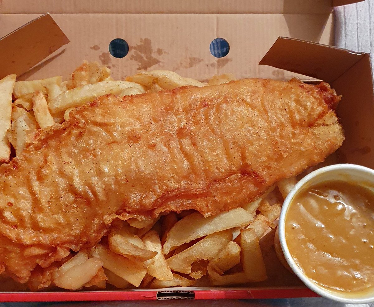 Fish, Chips and Curry Sauce
