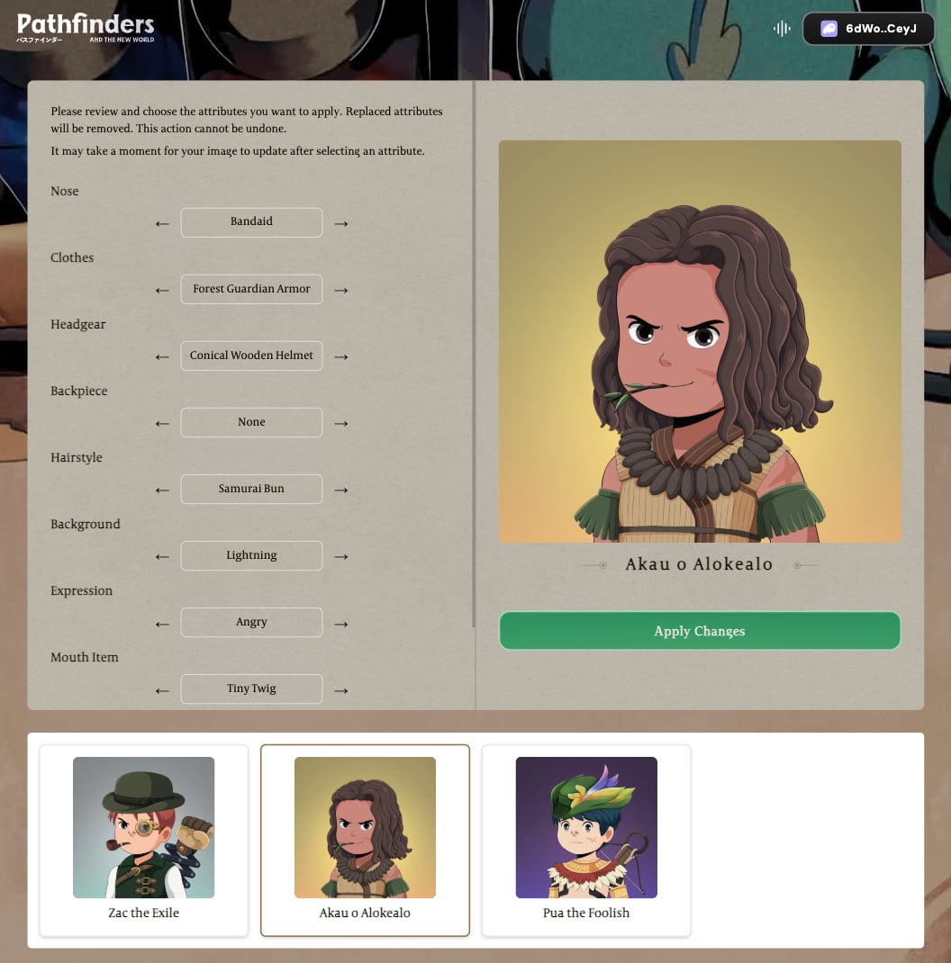🚨 Storybook Mint - Wardrobe System is LIVE.

Here's what you need to know. 👇

🍃 Every Pathfinder who has played through Ch.1 and Ch.2 will have an assortment of traits earned from those experiences. 

Now folks can dress up their PFP for any occasion!

🍃 The Wardrobe system
