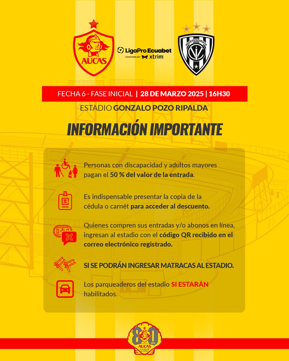 ⚽️ Vuelve la LigaPro y #Papá vuelve a jugar en casa ⚽️

¡Hinchada Auquista tu apoyo es importante! 💪

Ya puedes adquirir tus boletos 🎫 para alentar al #ÍdoloDelPueblo en su compromiso ante IDV éste viernes en nuestro estadio 🏟 😉

Las entradas ya están a la venta 👌

link 👇