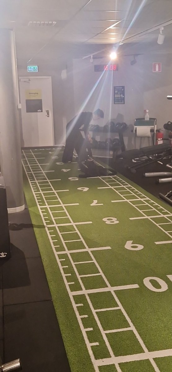 Gym time with PT terese.  I think she's building an obstacle course.