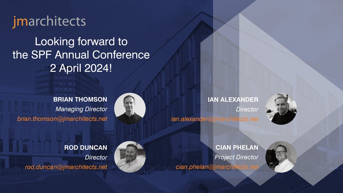 jmarchitects are heading to the SPF Conference!

jmarchitects.net/spf-25/

#jmarchitects #wearejmarchitects #jma #architecture #design #construction #news #networking #conference #development #scottishpropertyfederation #spf