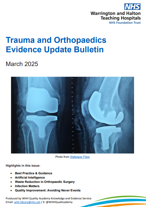 WHHQualityAcademy (@whhqualacademy) on Twitter photo Our latest Trauma & Orthopaedics Evidence Update Bulletin โ March 2025 - is now available. WHH staff click on bit.ly/4cou5TX or email whh.library@nhs.net for a copy to be sent to your Inbox. Tell us how you have used our bulletins - bit.ly/4gIysec Our latest Trauma & Orthopaedics Evidence Update Bulletin โ March 2025 - is now available. WHH staff click on bit.ly/4cou5TX or email whh.library@nhs.net for a copy to be sent to your Inbox. Tell us how you have used our bulletins - bit.ly/4gIysec