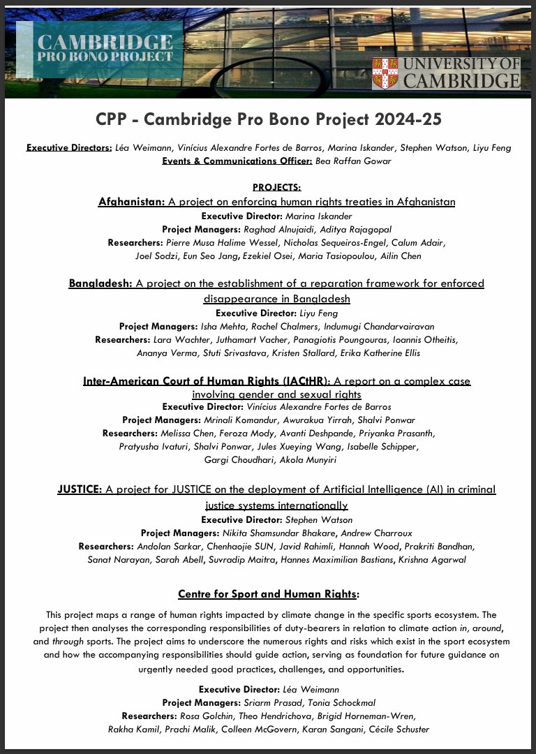 Pleased to announce, the projects and people for CPP 2024-25: