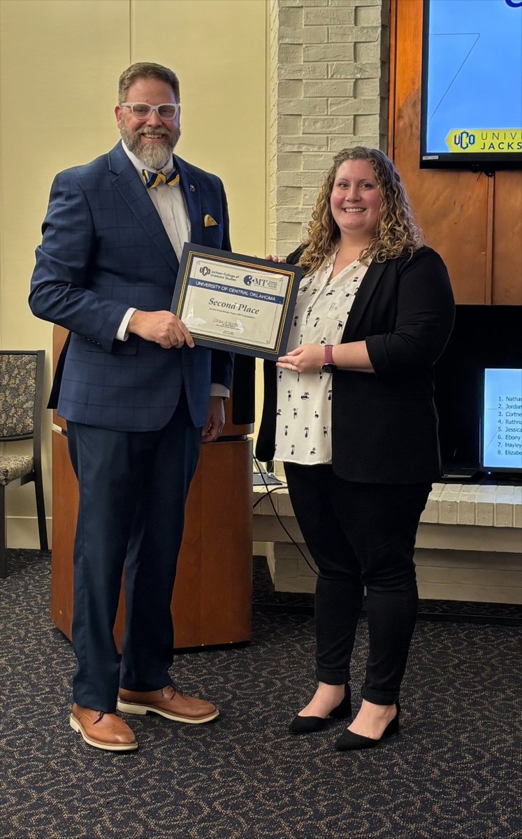 uco_grad's tweet photo. 25 Three Minute Thesis (3MT®)! Congratulations to our winners!
1st place ($1000) -Tatum Robertson
2nd place ($500) – Elizabeth Ellis
3rd place - ($250) Mackenzie Cook, and ($250) Rathnababu Gorremucchu
People's Choice Winner ($250) – Elizabeth Ellis https://t.co/m7M82XLKrv