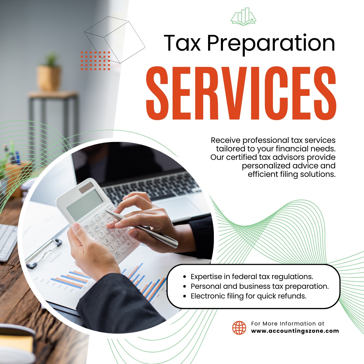 accountingszone's tweet photo. Simplify taxes with Accounting Zone! Expert prep, personalized advice, &amp; fast e-filing for quick refunds. Visit https://t.co/SruCZpglyq! #TaxPrep #TaxSeason #FinancialFreedom #SmallBiz #2025Goals https://t.co/VZIHcAzuVv