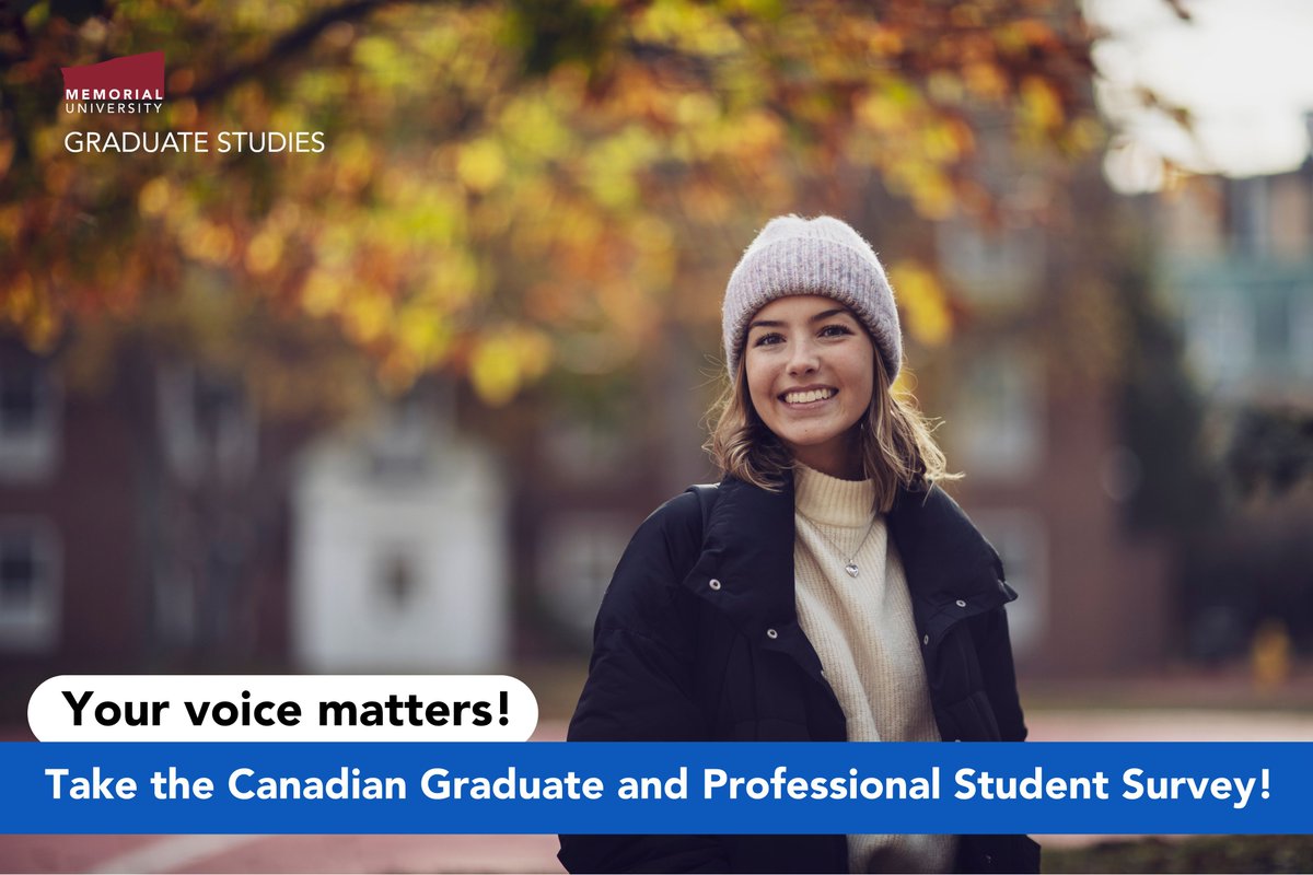 Graduate students:
Share your feedback through the Canadian Graduate and Professional Student Survey and help shape the graduate experience at Memorial. 
Check your inbox for the survey link and complete it by March 27, you’ll be entered to win a $100 MUN Bookstore gift card!