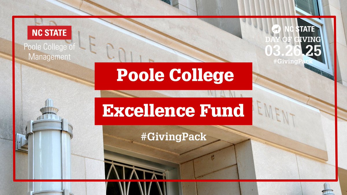 NC State Poole College of Management (@ncstatepoole) on Twitter photo Support the Poole College of Management Excellence Fund! ❤️ Your gift helps us allocate resources to the areas where they’re most needed, supporting critical initiatives and the college’s Strategic Framework. 🐺🐾✨
Give today. 🎁 ➡️ ow.ly/lgJ950VmysL
#GivingPack <a href="/NCState/">NC State University</a> Support the Poole College of Management Excellence Fund! ❤️ Your gift helps us allocate resources to the areas where they’re most needed, supporting critical initiatives and the college’s Strategic Framework. 🐺🐾✨
Give today. 🎁 ➡️ ow.ly/lgJ950VmysL
#GivingPack <a href="/NCState/">NC State University</a>