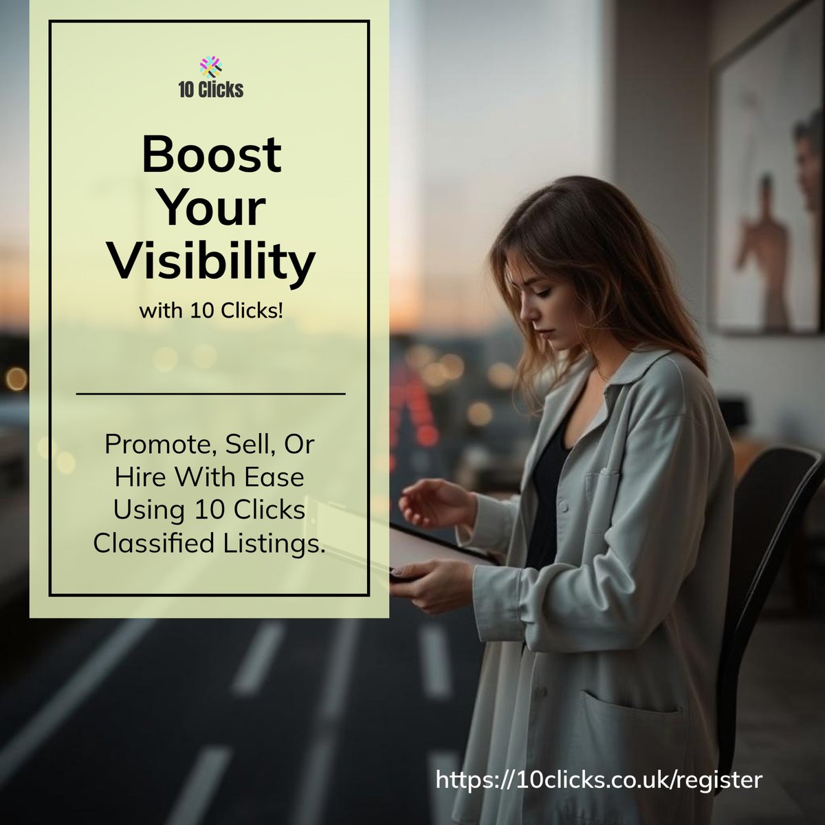 🎯 Struggling to find more local customers, the perfect buyer, tenant, or employee? Let 10 Clicks unlock your potential. Achieve affordable local exposure for just £12/year.
With reusable listings featuring photos, videos, and links, attract the right audience effortlessly.