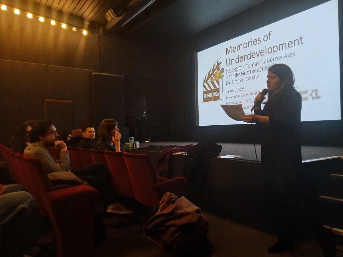 oficult's tweet photo. At the @ICALondon, the audience enjoyed "Memories of Underdevelopment"and the short "For the First Time" by Octavio Cortázar in #ScreenCuba.With the presence of Silvia Padrón,and the words of the outstanding Cuban film scholar, @michaelchanan,who highlighted Titón's work. https://t.co/gQH3aBXUR2